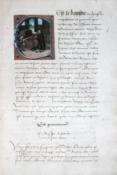 Wijnproductie in de middeleeuwen, uit de Redevancier de Saint-Germain-des-Pres, c.1530